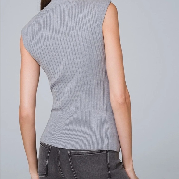 White House Black Market Gray Ribbed Sweater Tank Top Size M - Picture 2 of 9